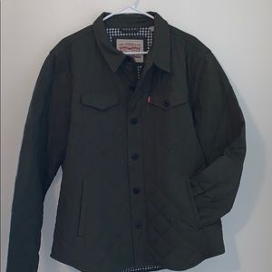 Dark Green Levi button up/ Zipper padded coat